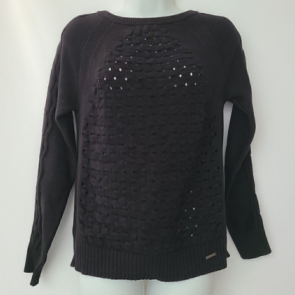 Tory Burch Black Basket Knit Sweater S